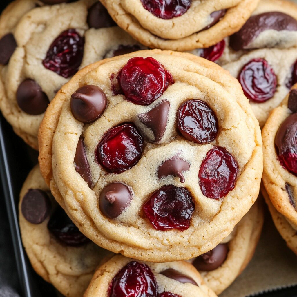 Cherry Chocolate Chip Cookies with Mocha Chips