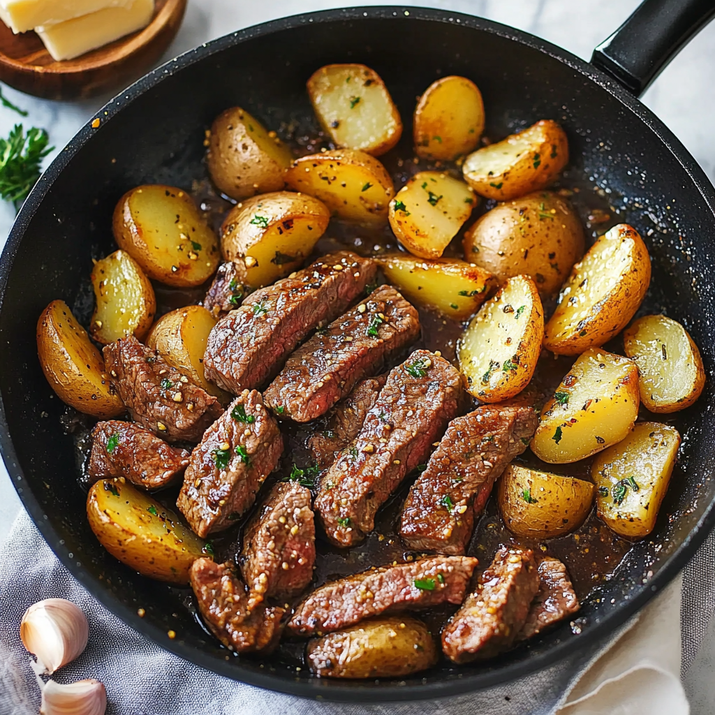 Garlic Butter Steak and Potatoes Skillet