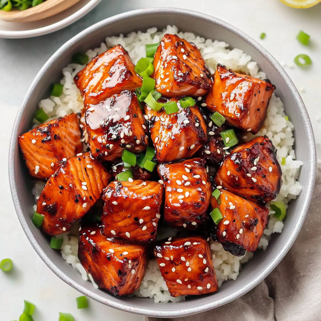Honey Garlic Salmon Bites