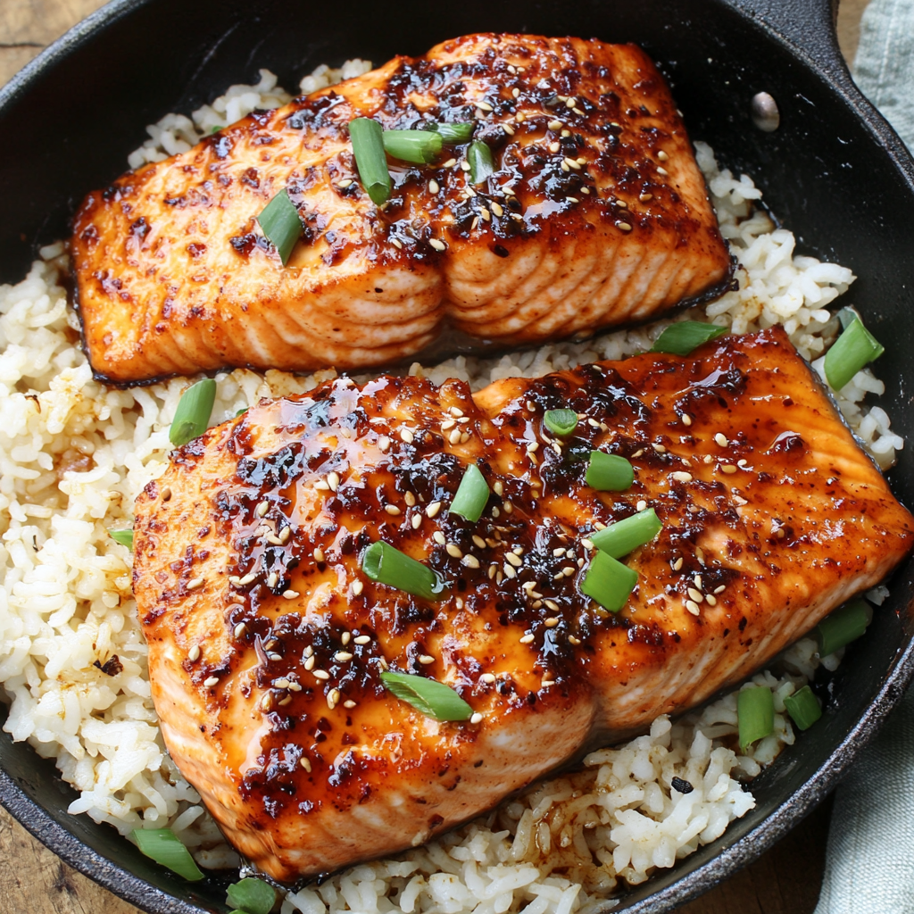 Honey Sriracha Salmon and Rice