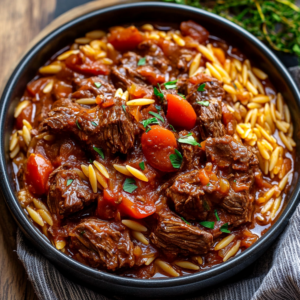 Beef Giouvetsi (Braised Beef and Orzo)