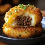 Cheesy Ground Beef-Stuffed Crispy Mashed Potatoes