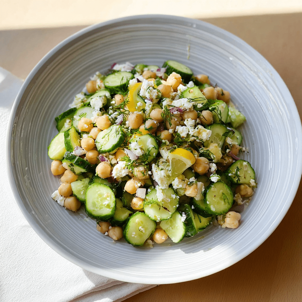 Chickpea Feta Cucumber Salad