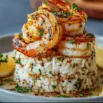 Garlic Butter Shrimp and Rice Stack