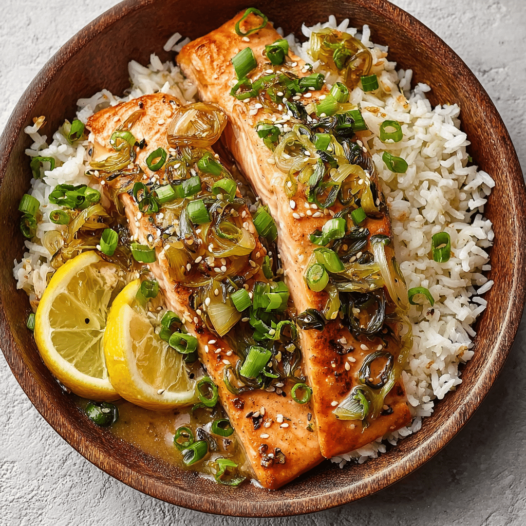 Garlic‑Scallion Miso Salmon