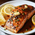 Glazed Brown Sugar Soy Salmon with Garlic and Lemon