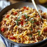 Ground Beef and Orzo Skillet