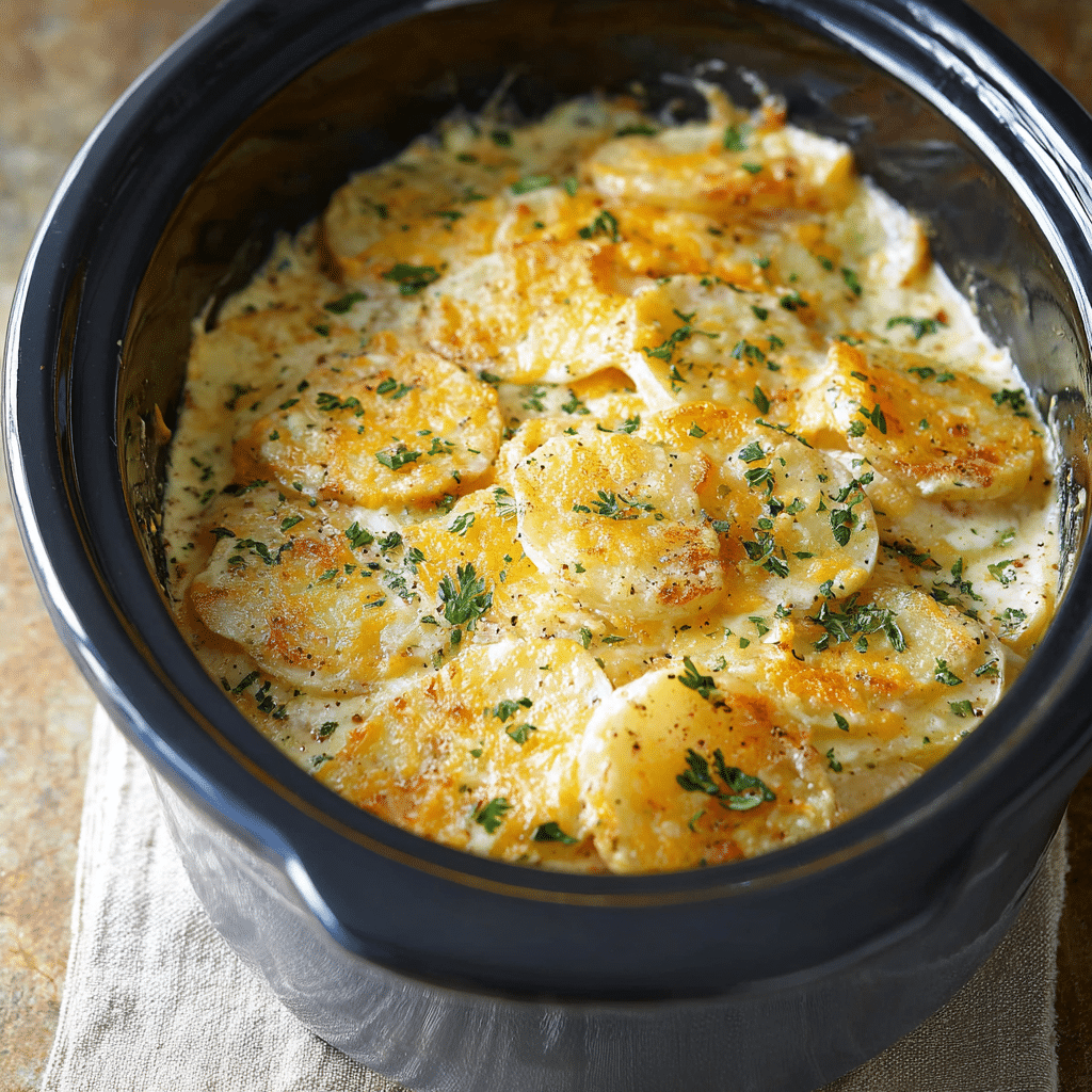 Slow Cooker Cheesy Scalloped Potatoes