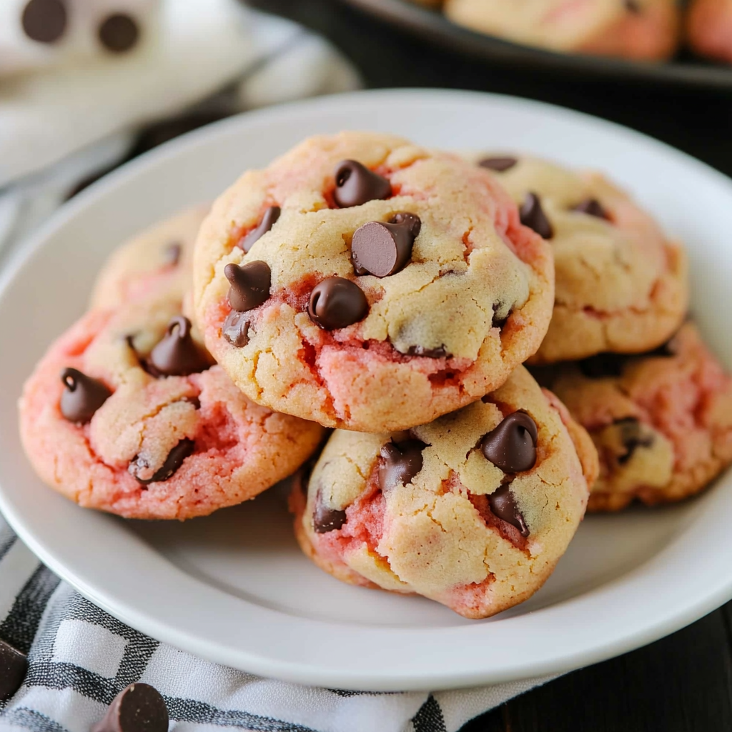 Strawberry Chocolate Chip Cake Mix Cookies
