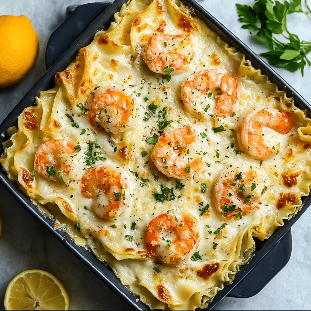 Garlic Butter Shrimp Scampi Lasagna