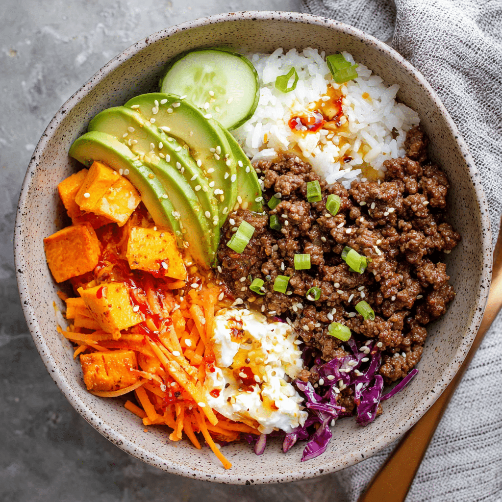 Hot Honey Ground Beef Bowls