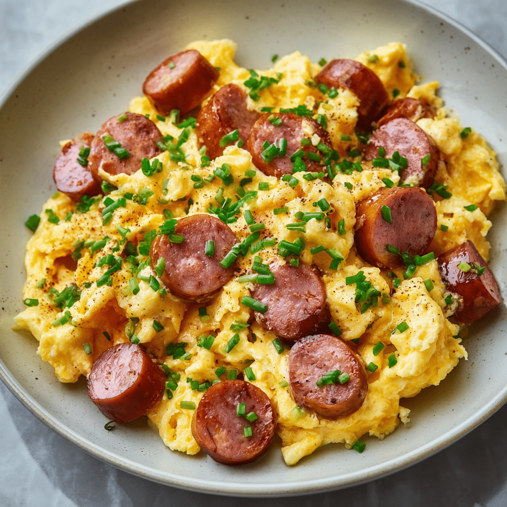 Scrambled Eggs with Kielbasa