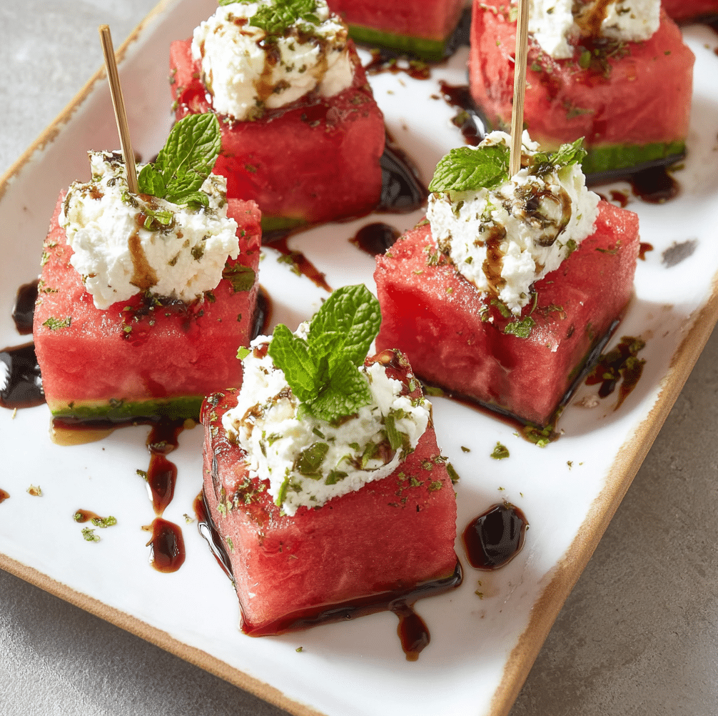 Watermelon and Goat Cheese Bites