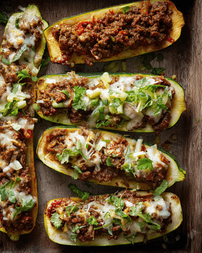 Beef and Zucchini Boats