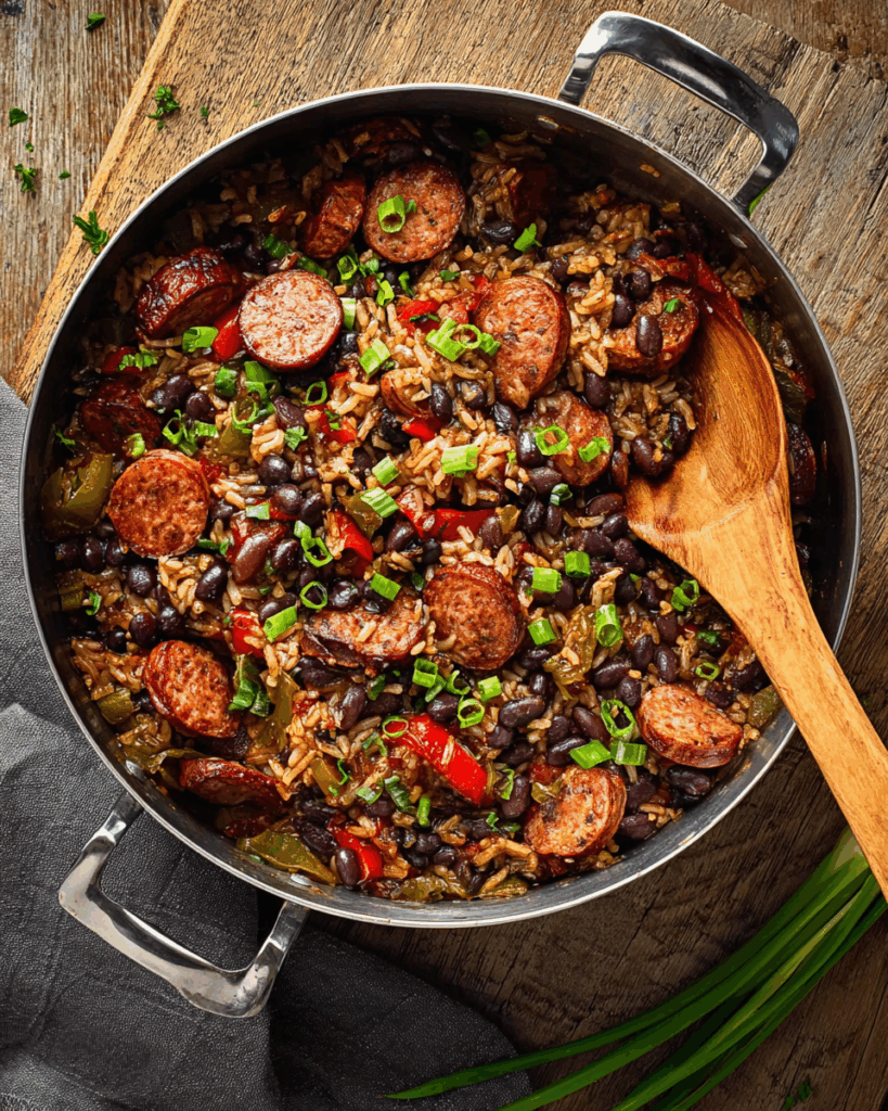 Smoky Black Beans and Rice with Sausage