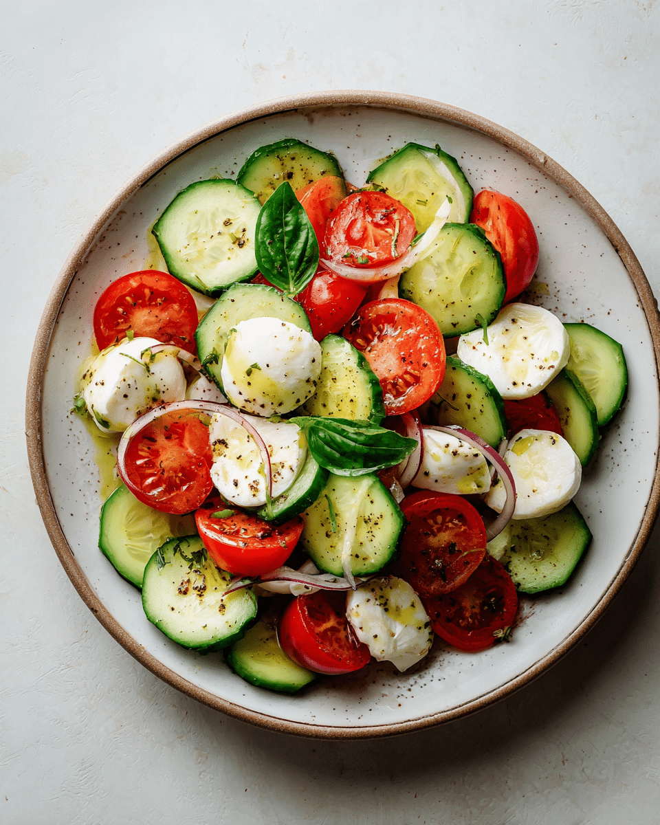 Fresh Cucumber Caprese Salad