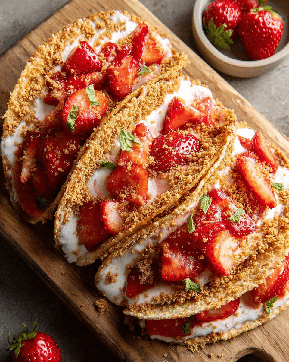 Strawberry Crunch Cheesecake Tacos
