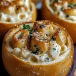 Chicken Alfredo Garlic Bread Bowls