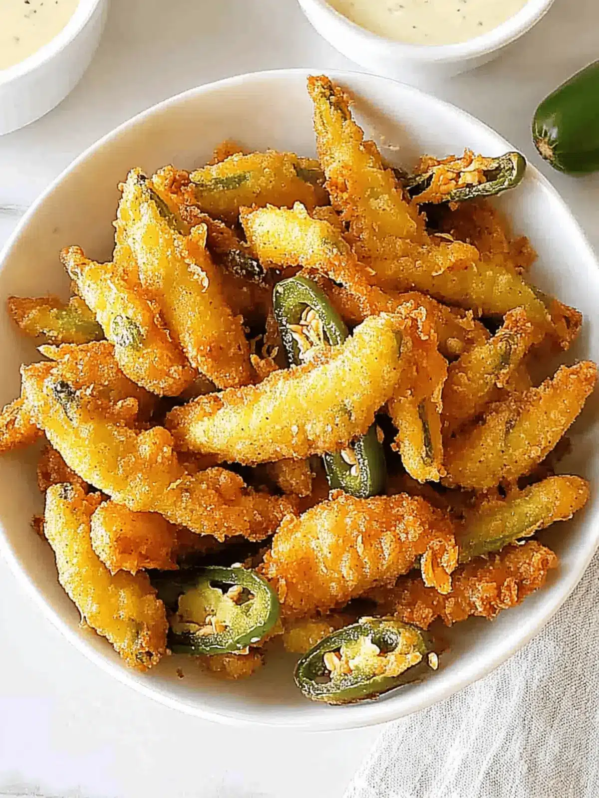 Crispy Fried Jalapeños with Custom Dipping Sauces Delight Crispy Fried Jalapenos