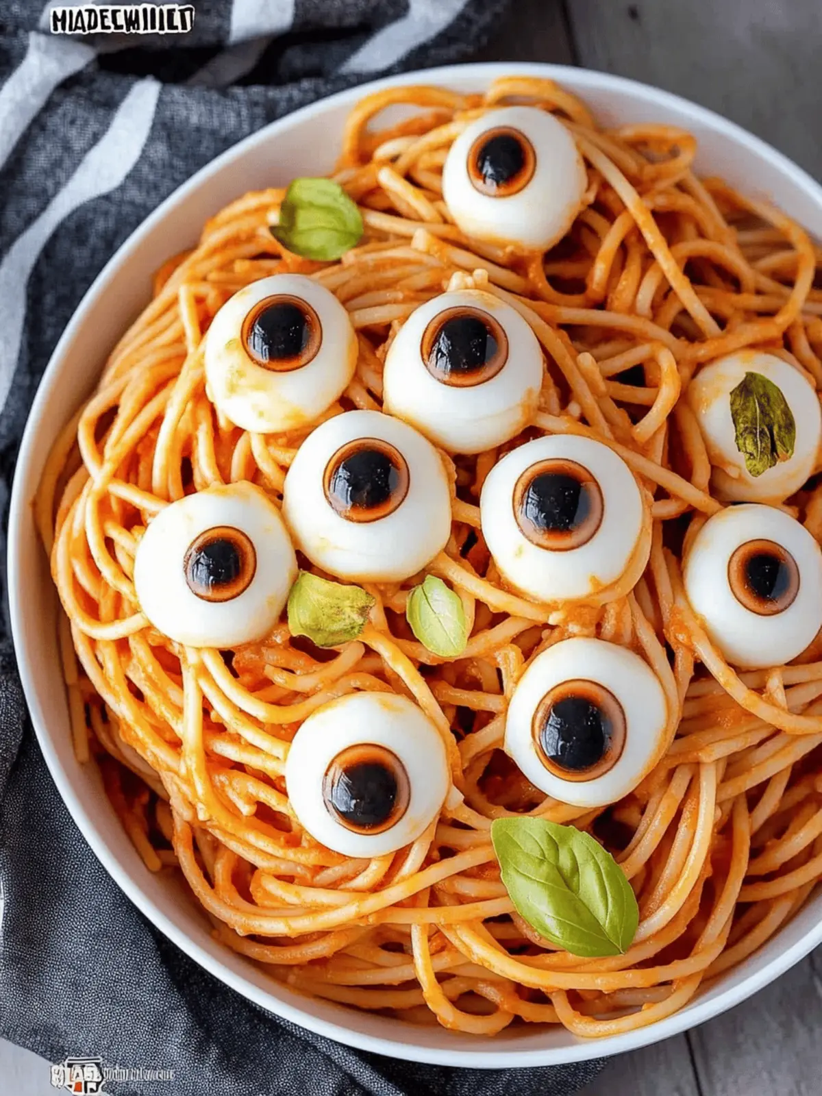 Spaghetti with Mozzarella Eyeballs