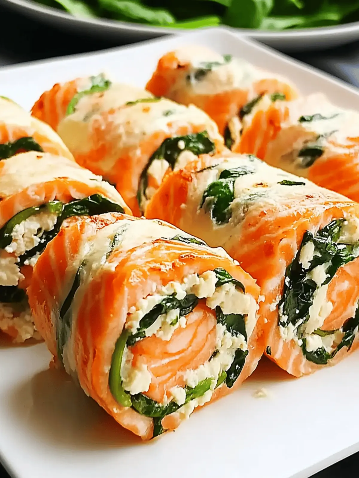 Spinach & Feta Stuffed Salmon Pinwheels