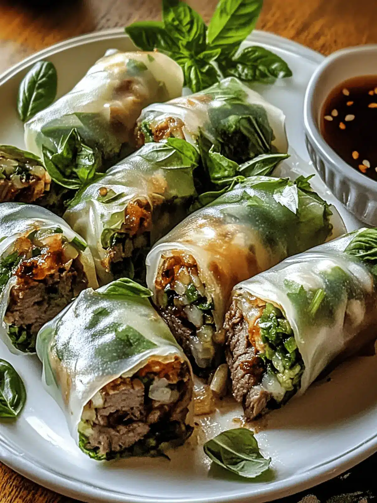 Thai Basil Beef Rolls