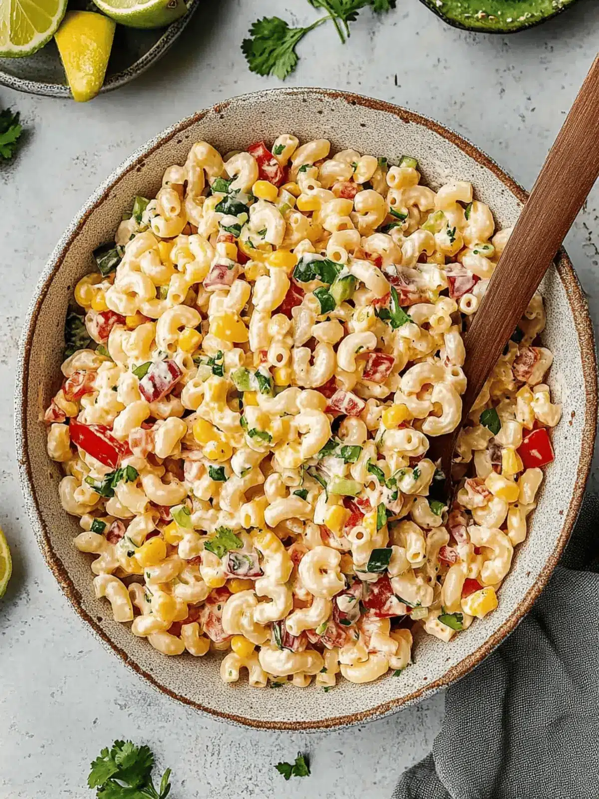 Zesty Mexican Macaroni Salad with Creamy Avocado Dressing