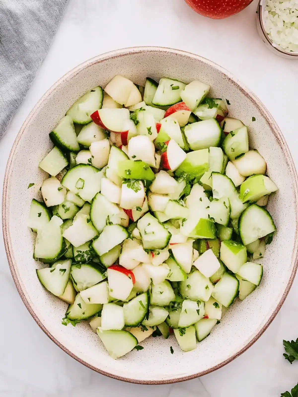 Crisp Cucumber Apple Salad: A Refreshing Low-Cal Delight Cucumber Apple Salad