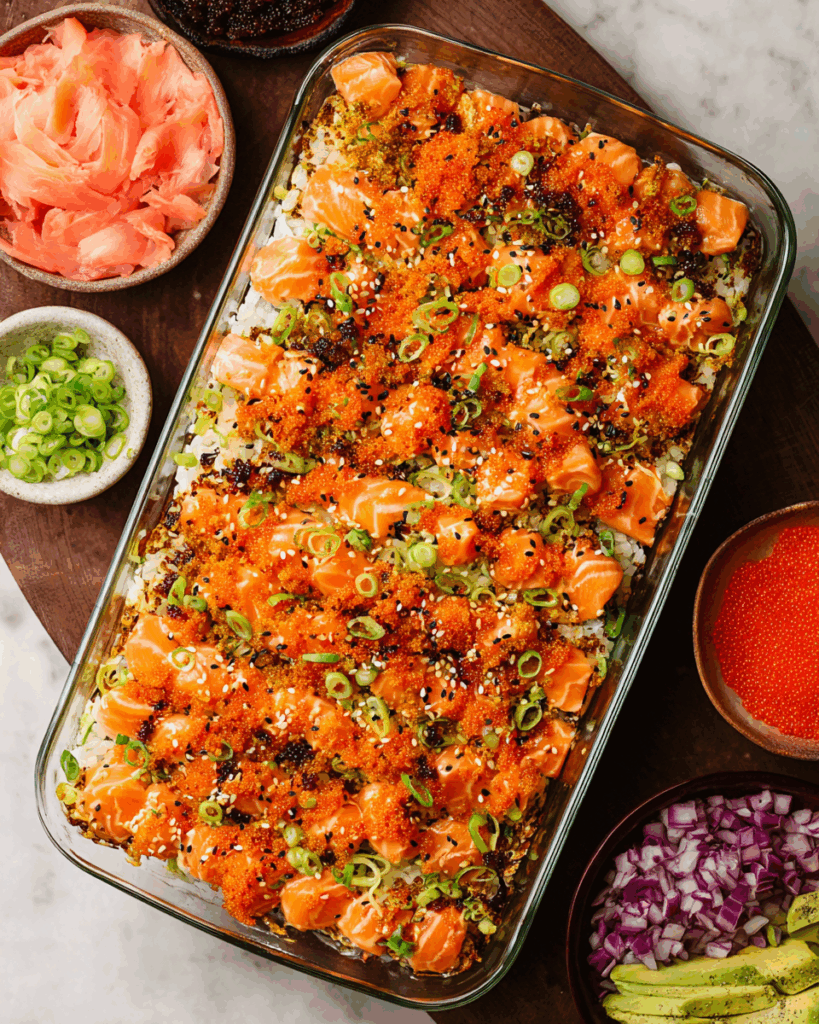 Spicy Salmon Sushi Bake