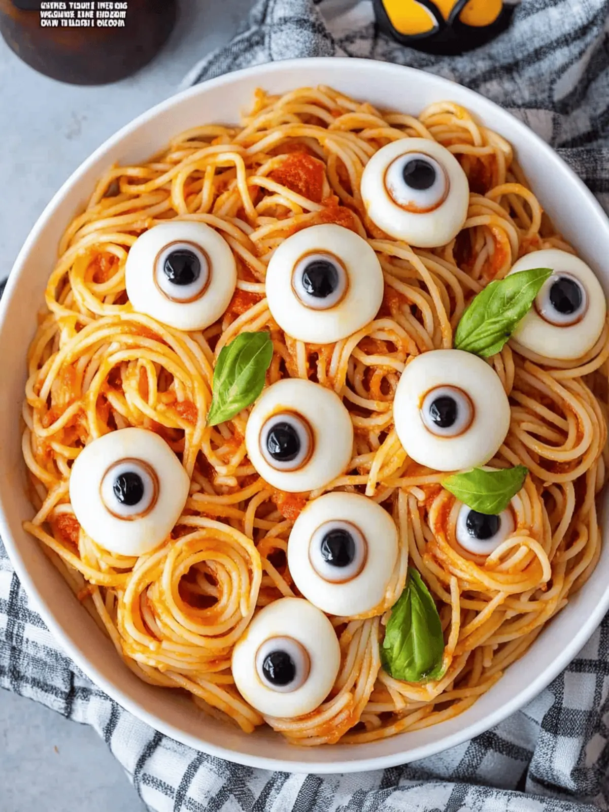 Spaghetti with Mozzarella Eyeballs