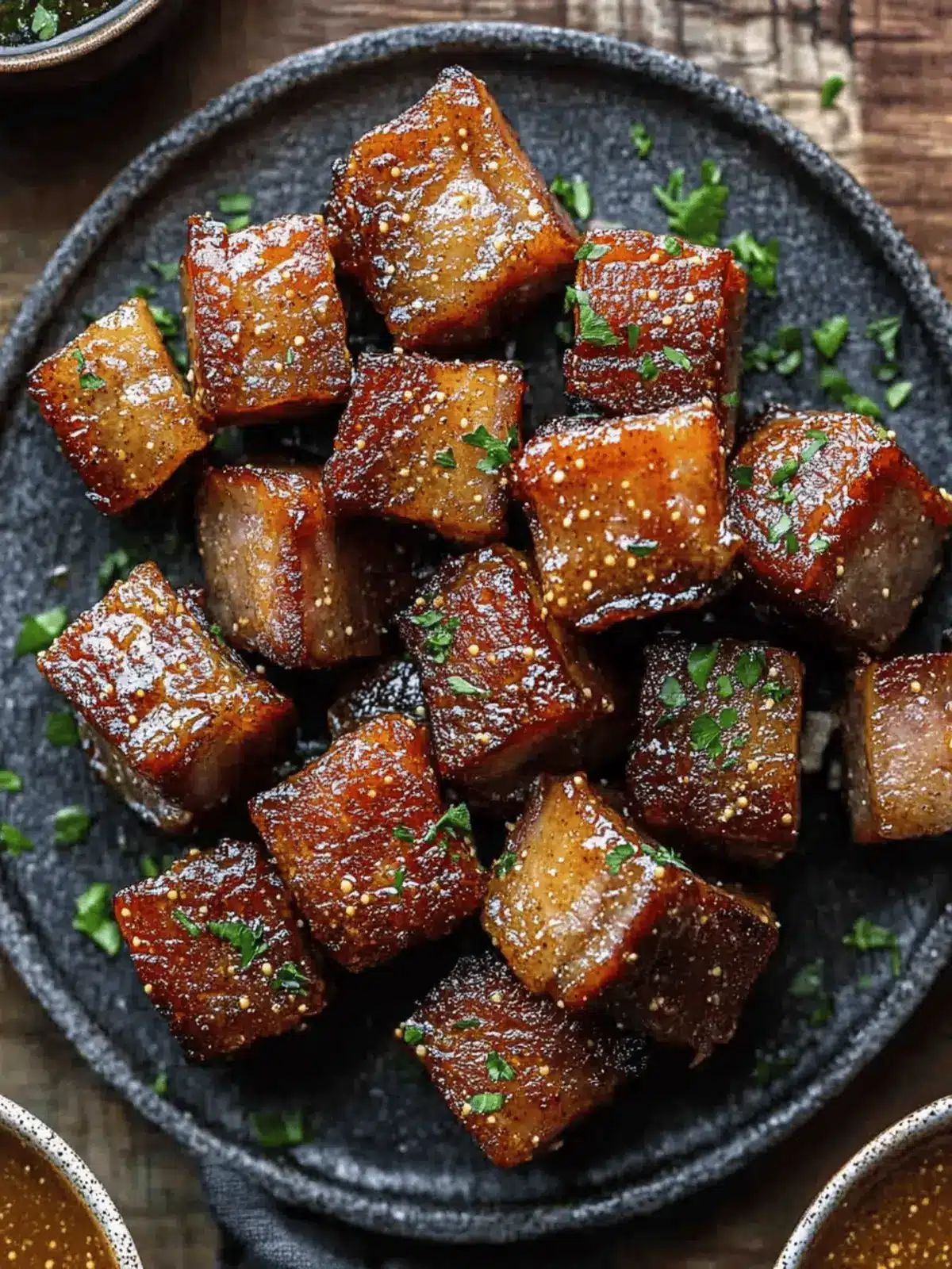 Maple Mustard Pork Belly Bites