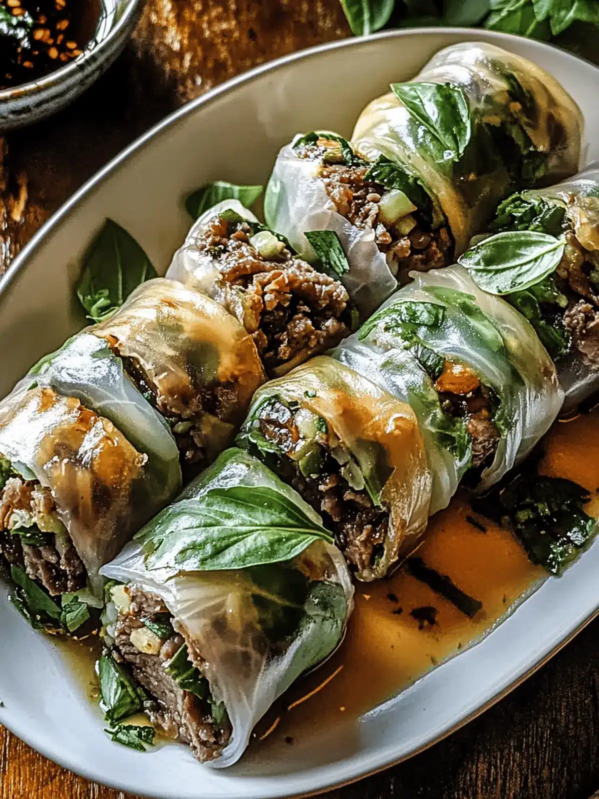 Thai Basil Beef Rolls