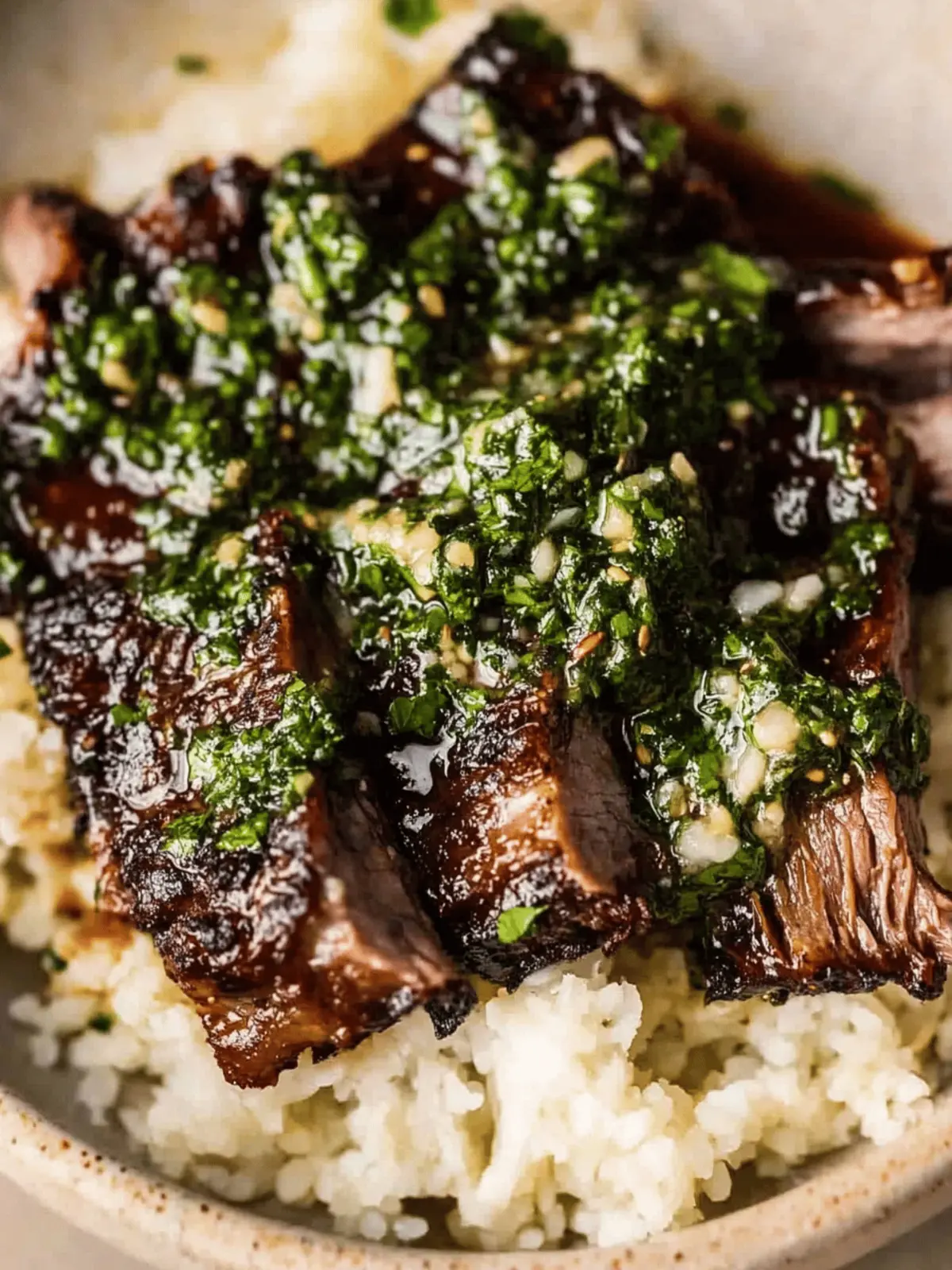 Miso Short Ribs with Cilantro Sauce