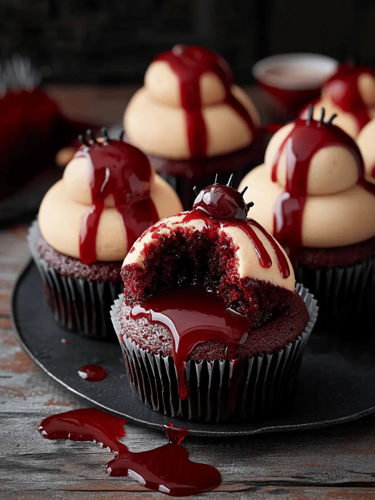 Vampire Bite Halloween Cupcakes