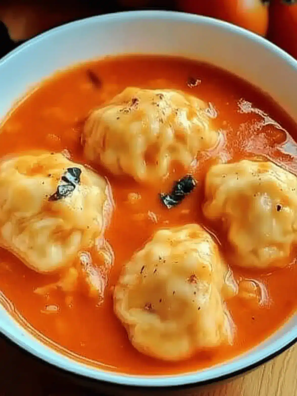 Tomato Soup with Cheese Dumplings