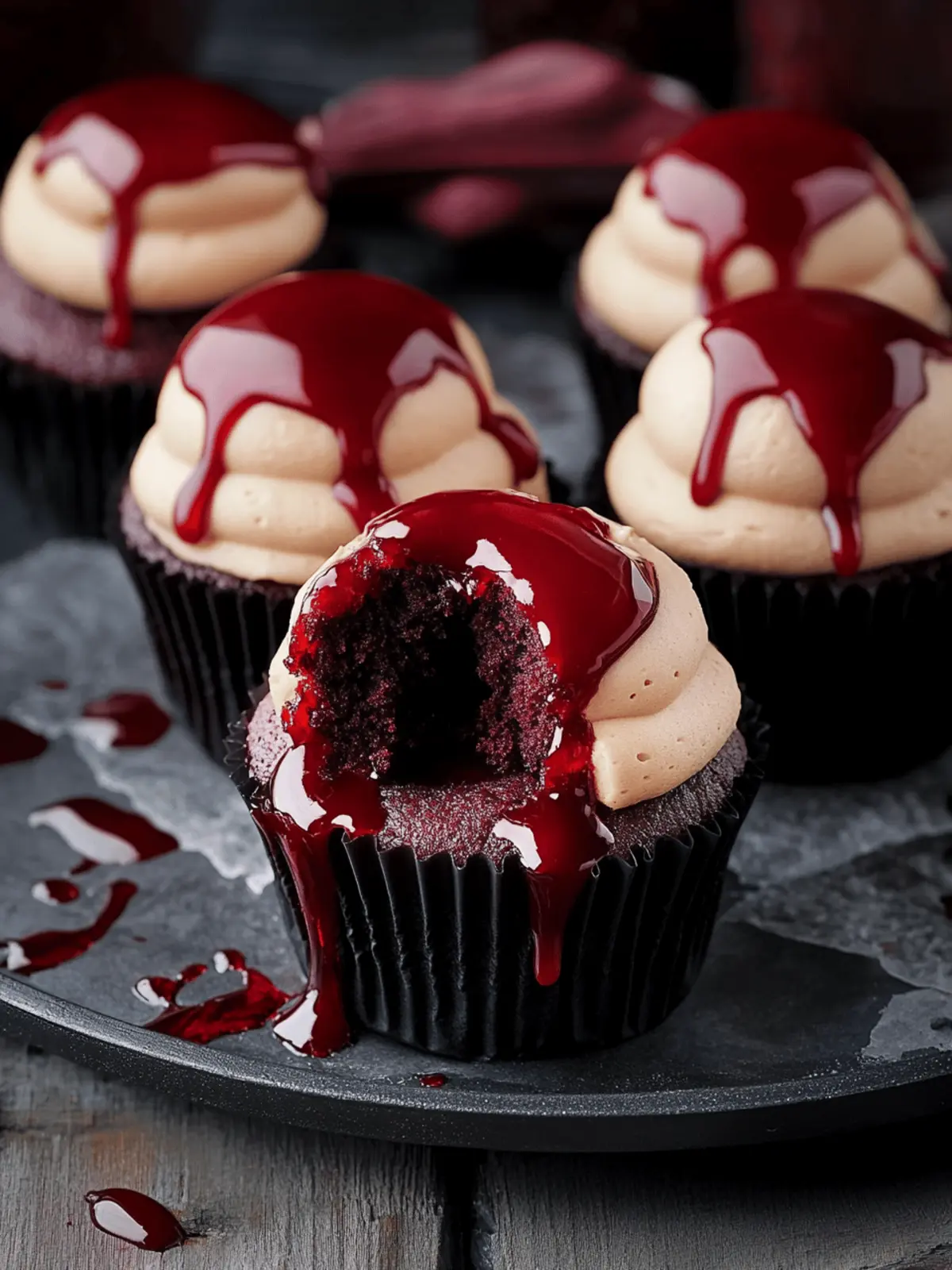 Vampire Bite Halloween Cupcakes