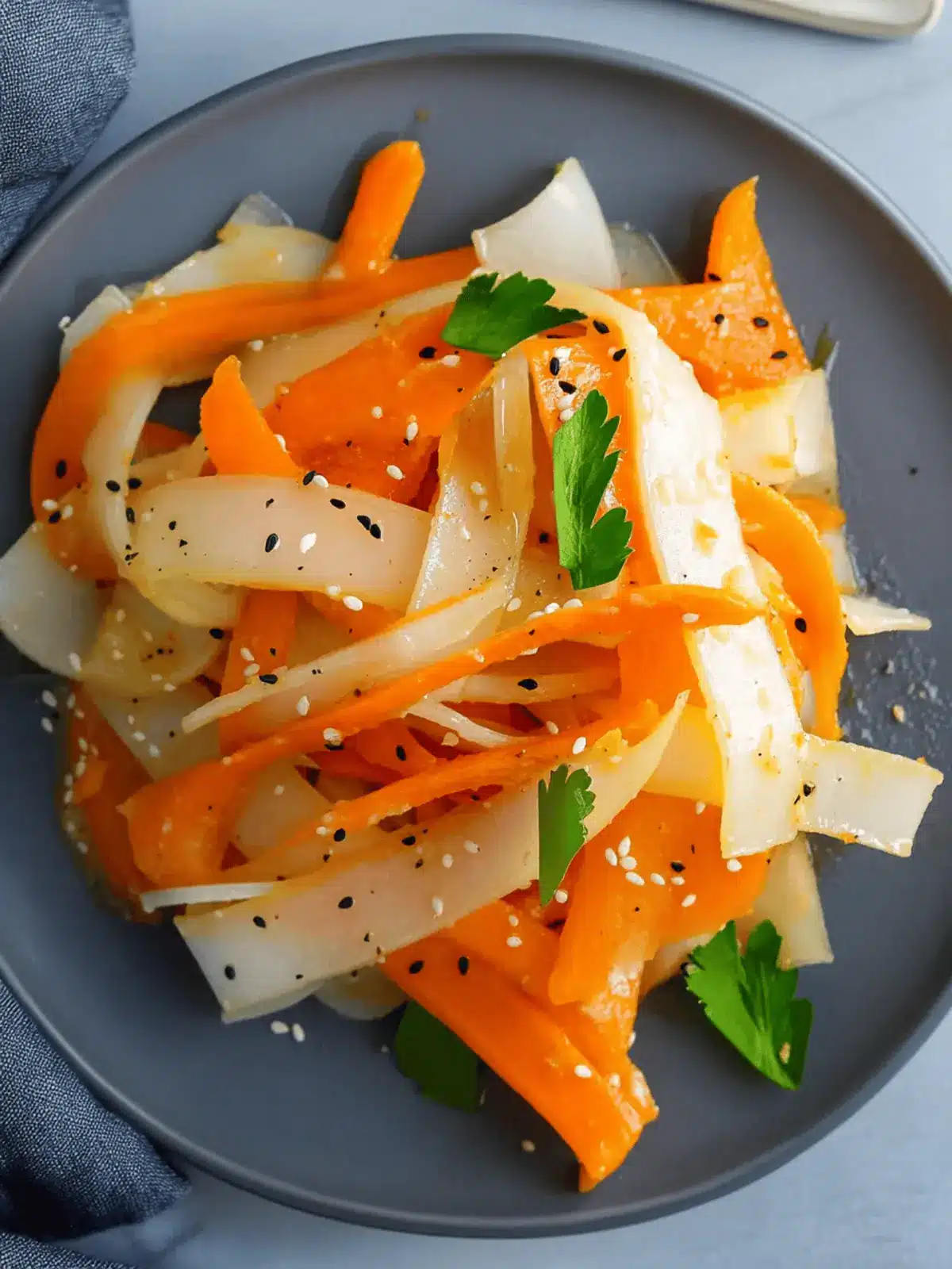 Daikon Carrot Salad with Sesame Ginger Dressing