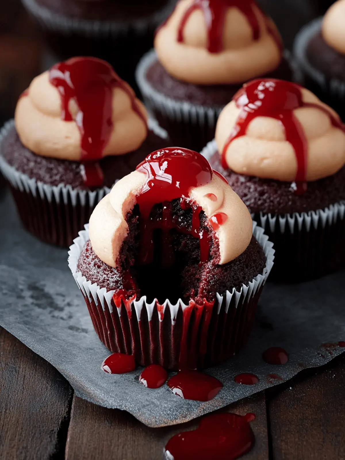 Vampire Bite Halloween Cupcakes