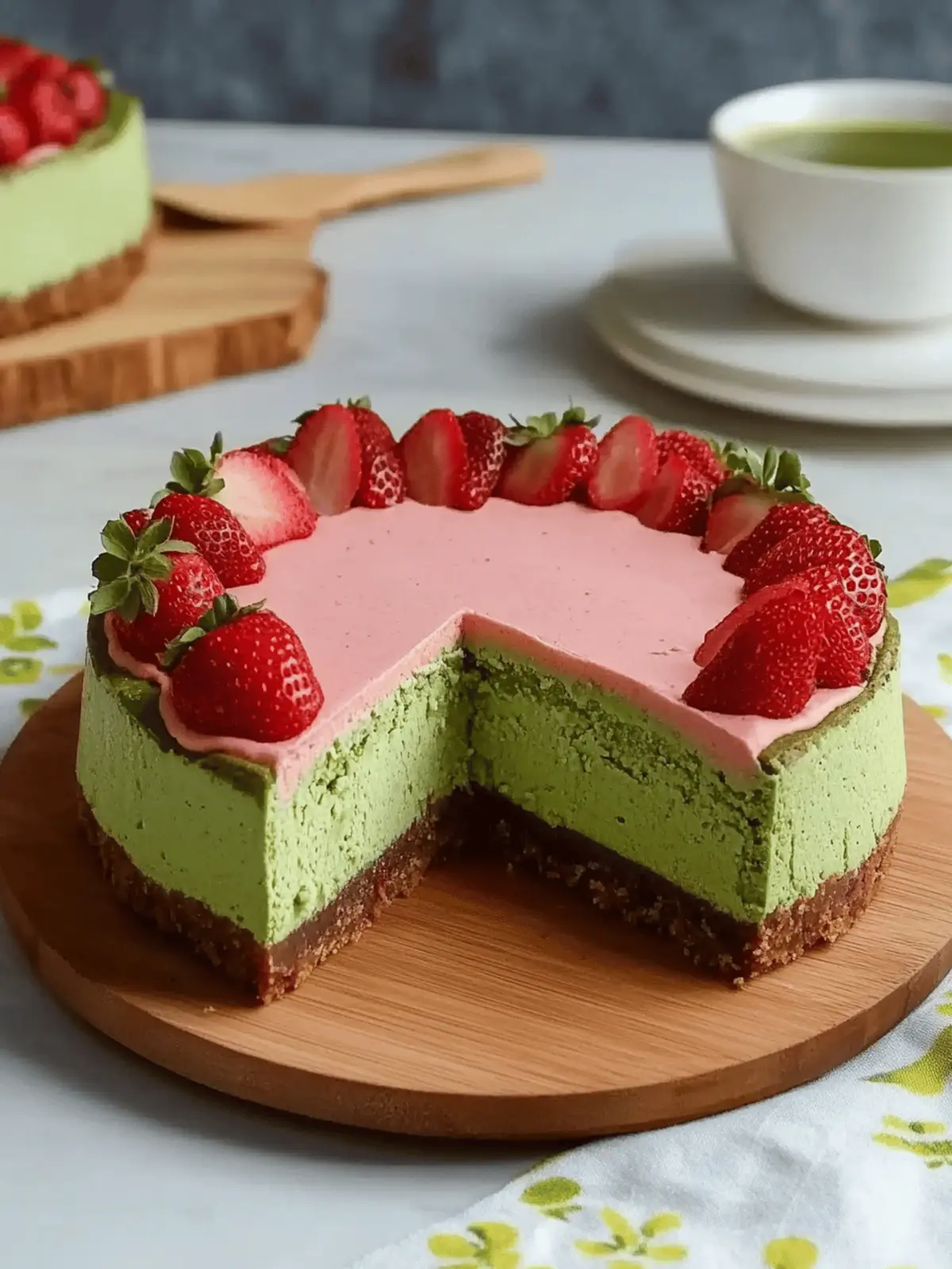 Strawberry Matcha Basque Cheesecake