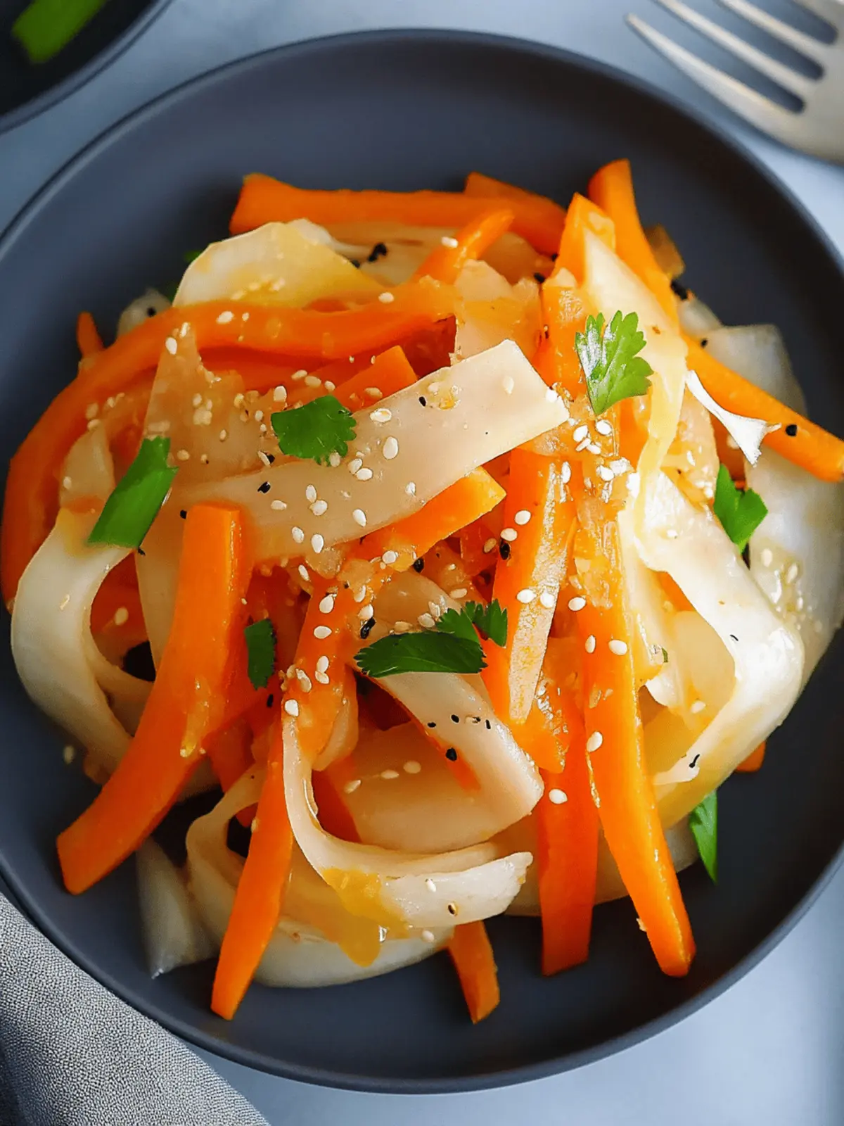 Daikon Carrot Salad with Sesame Ginger Dressing