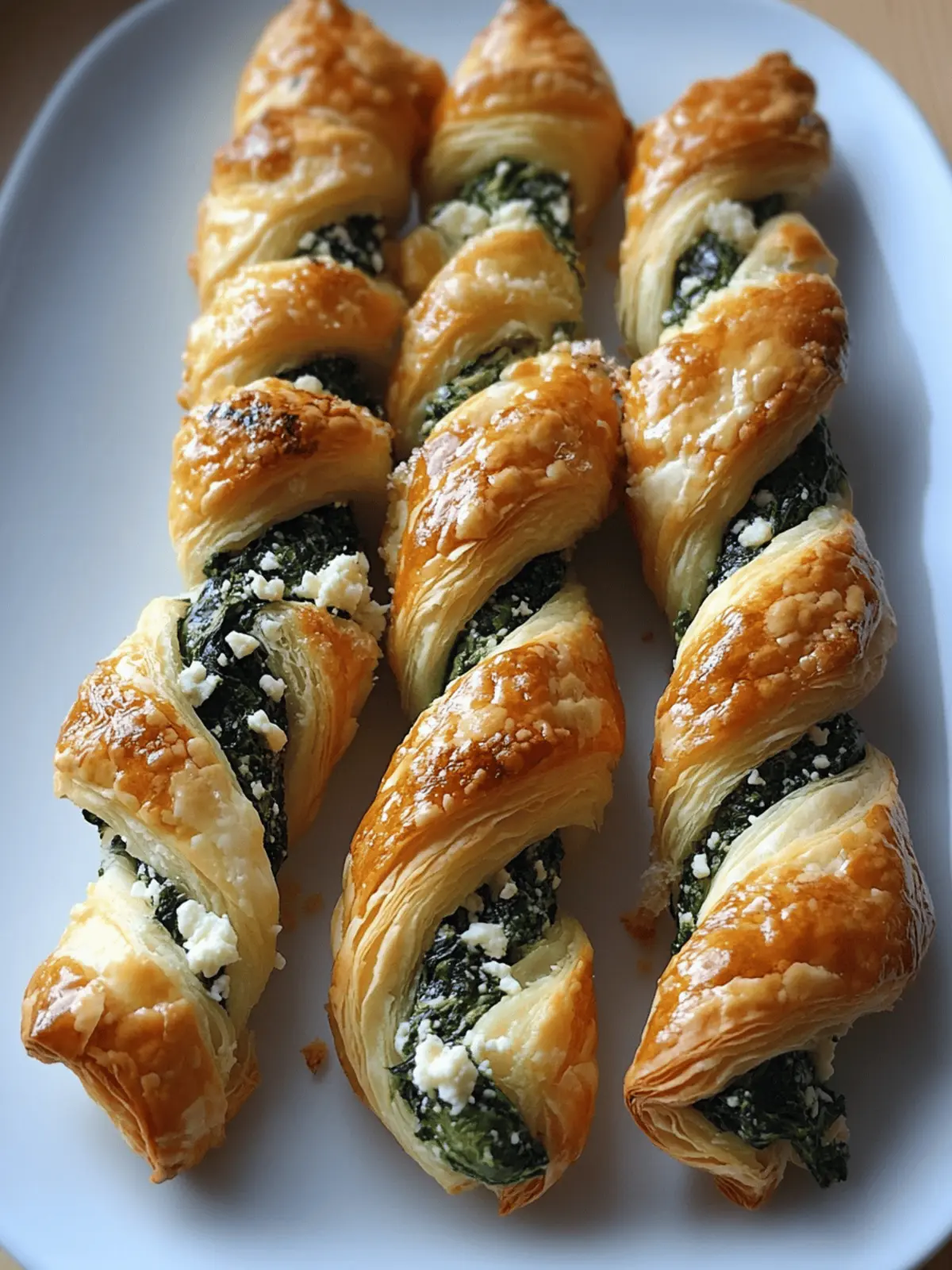 Spinach Feta Puff Pastry Twists
