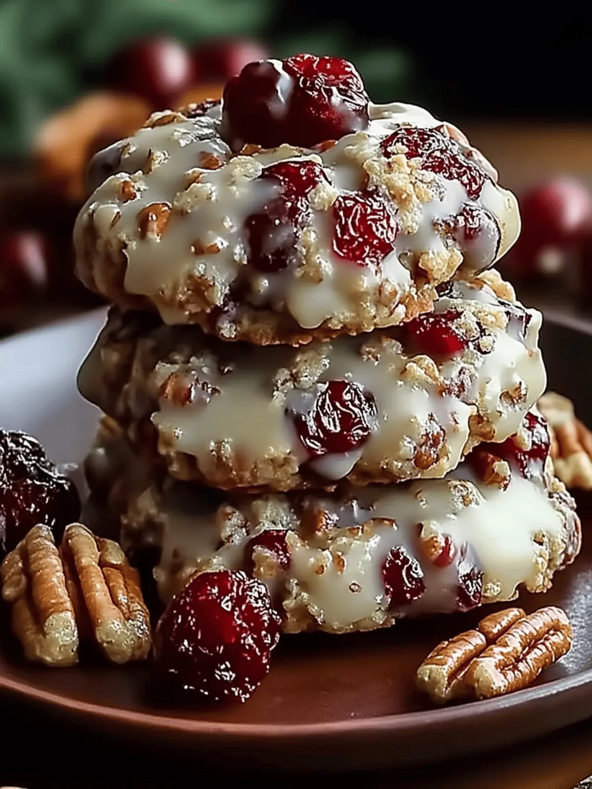 No-Bake Cranberry Pecan Praline Cookies