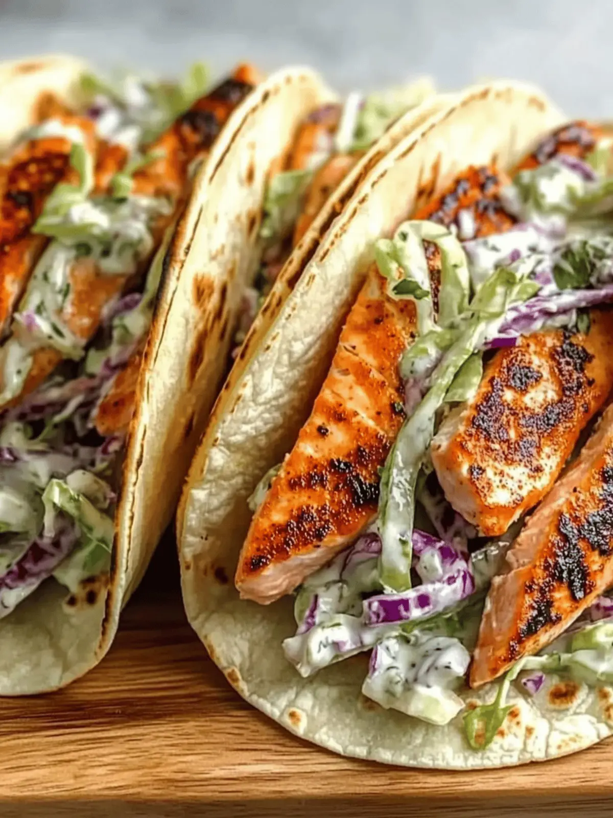 Air Fryer Salmon Tacos with Slaw