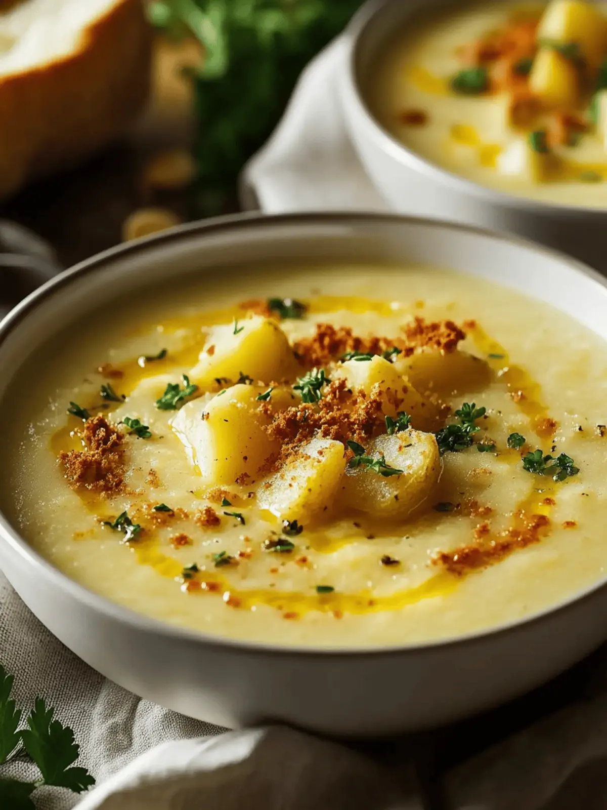 Hearty Cheddar Garlic Herb Potato Soup
