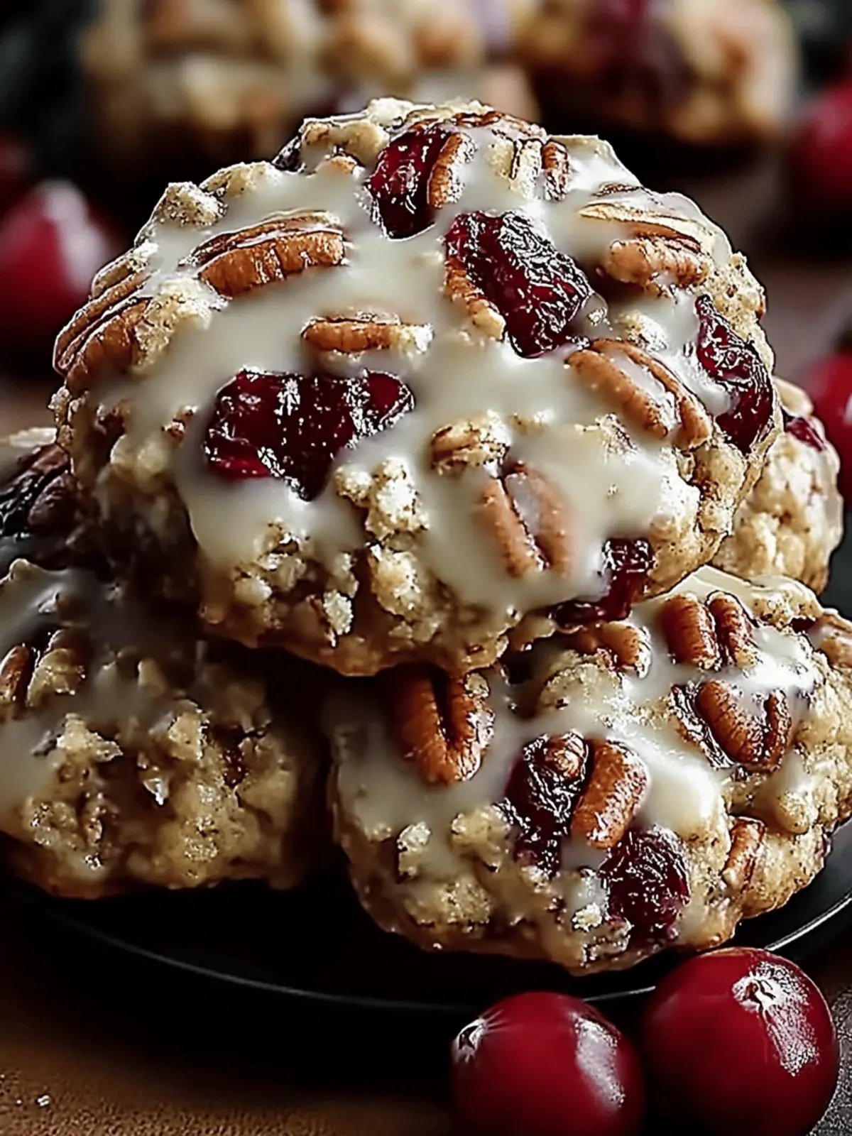 No-Bake Cranberry Pecan Praline Cookies