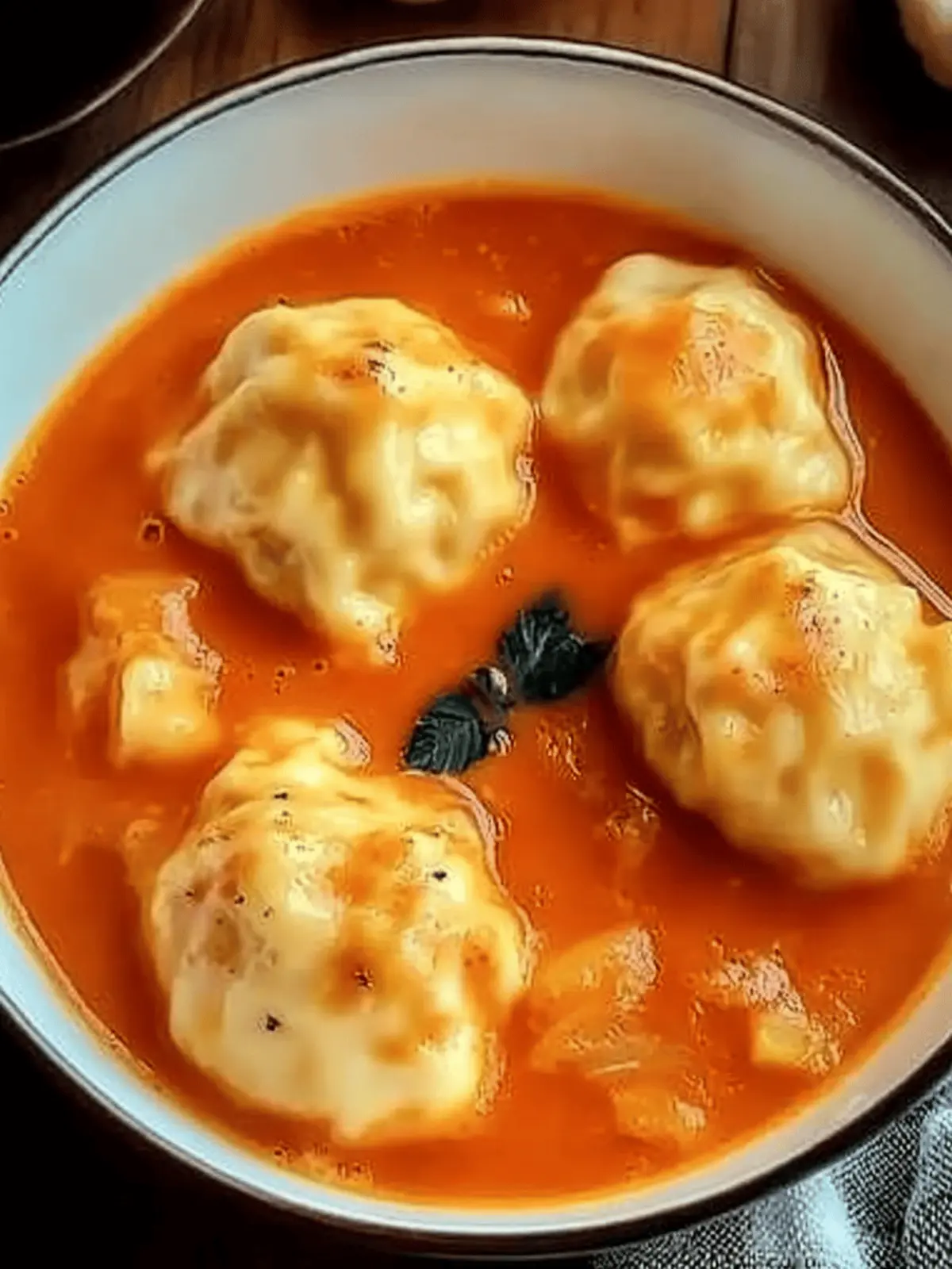 Tomato Soup with Cheese Dumplings