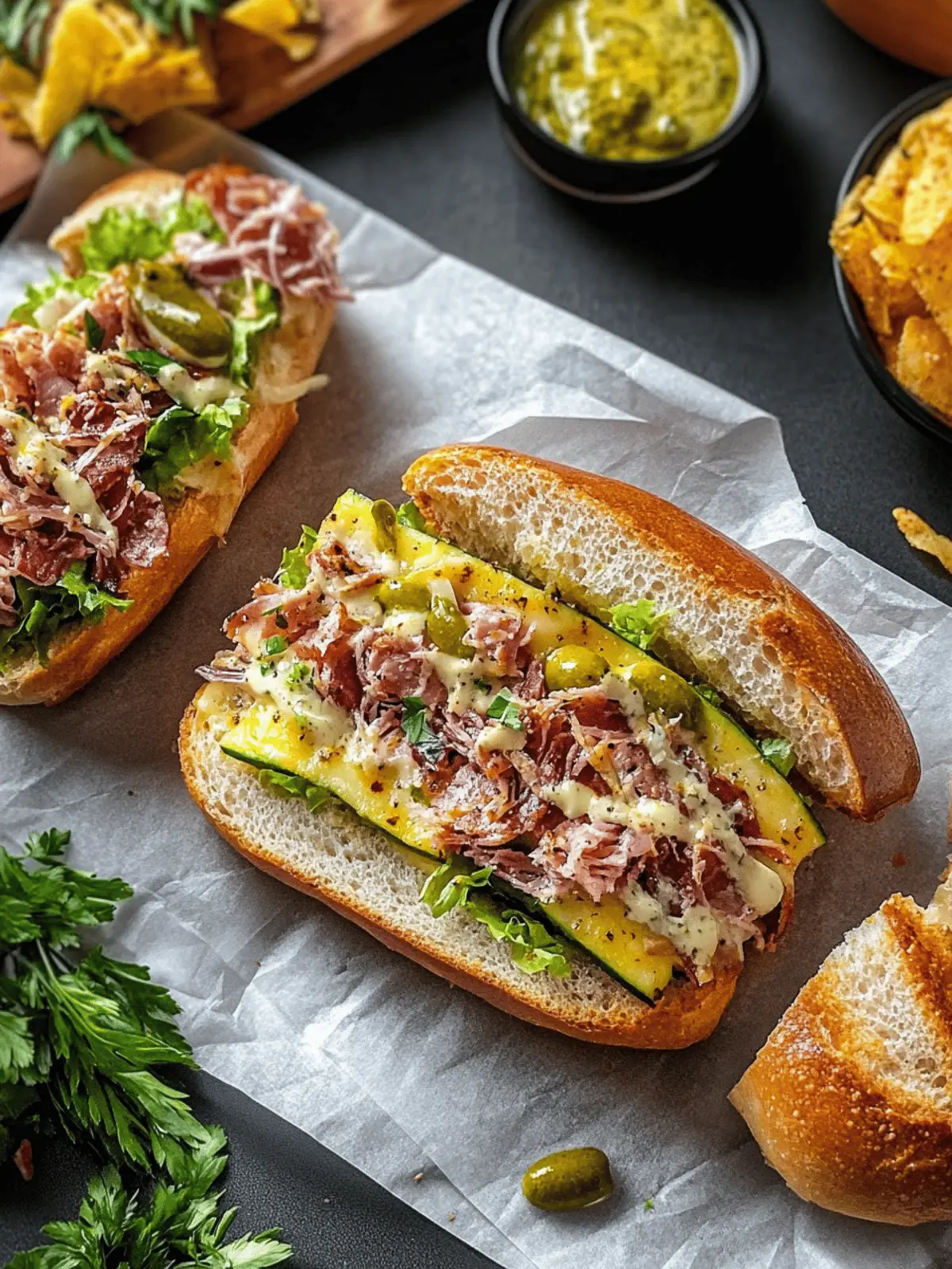 Cuban Garlic Bread Sandwiches