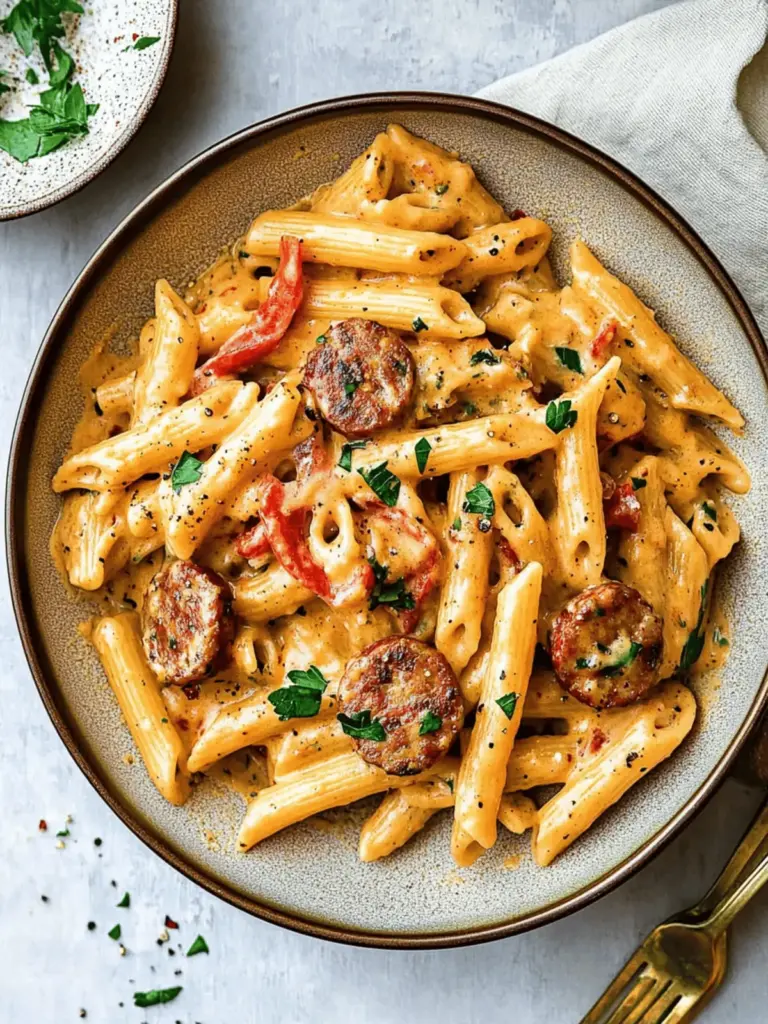 One Pot Creamy Cajun Sausage Pasta