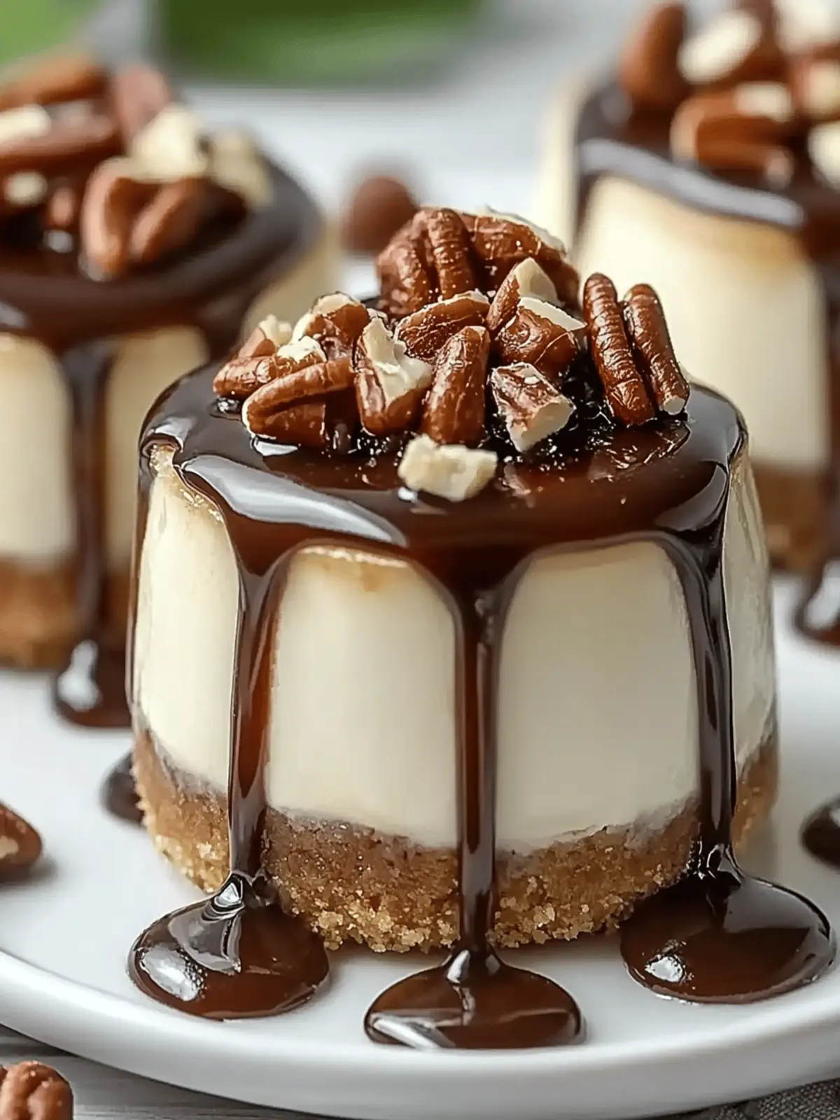 No Bake Turtle Mini Cheesecake