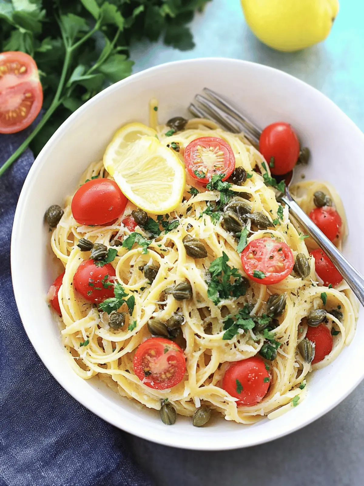 Lemon Caper Pasta with Grape Tomatoes